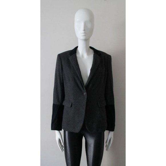 Rag & Bone Colorblock Timeless Blazer Grey Black Size 6 Wool - Picture 2 of 8